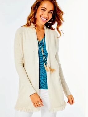Lilly Pulitzer Coconut Metallic Tatum Sequin Cardigan - Champagne